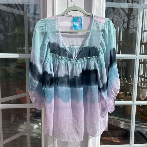 Anthropologie Sophie Duran 100% Silk Watercolor Top - Picture 1 of 10